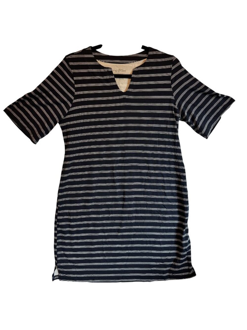 Hang Ten Navy/White Striped T-Shirt Dress Cover-up UPF 50+ Protection Size M